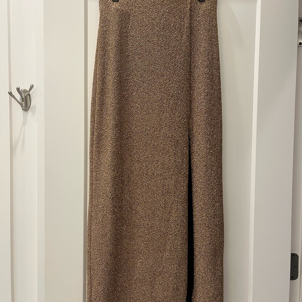 Show me your Mumu miracle midi skirt in gold shimmy